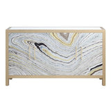 Cicero Stone Grain, White & Gold Finish Console Table