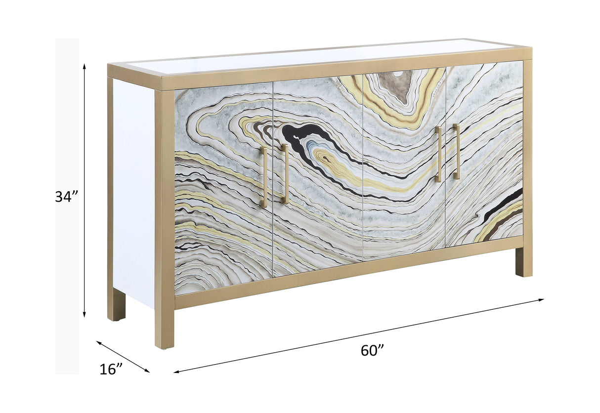 Cicero Stone Grain, White & Gold Finish Console Table