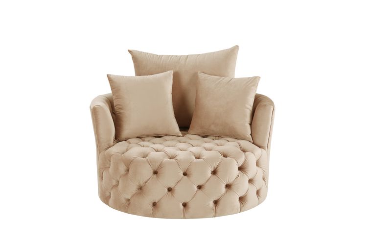 Zunyas Beige Velvet Accent Chair