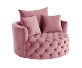 Zunyas Pink Velvet Accent Chair