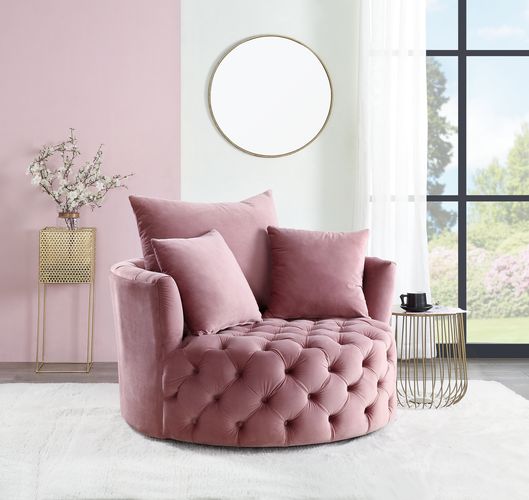 Zunyas Pink Velvet Accent Chair