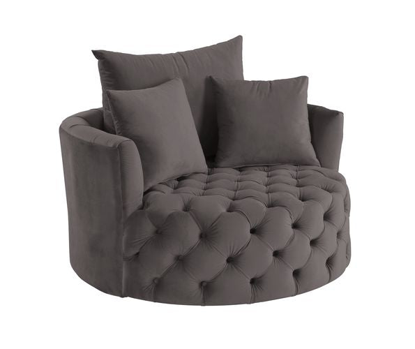 Zunyas Gray Velvet Accent Chair