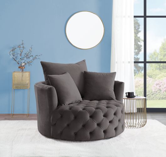 Zunyas Gray Velvet Accent Chair