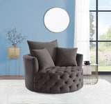 Zunyas Gray Velvet Accent Chair