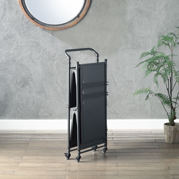 Cordelia Sandy Black, Dark Bronze Hand-Brushed Finish Serving Cart