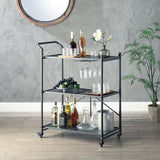 Cordelia Sandy Black, Dark Bronze Hand-Brushed Finish Serving Cart