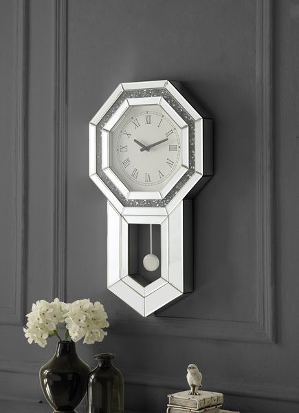 Noralie Mirrored & Faux Diamonds Wall Clock