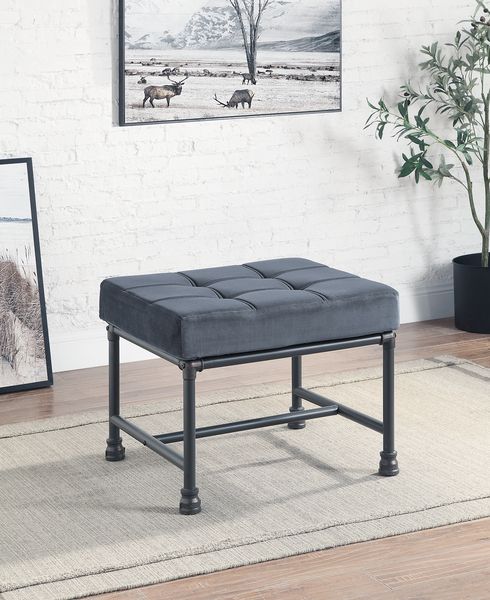 Brantley Gray Velvet & Sandy Gray Finish Ottoman