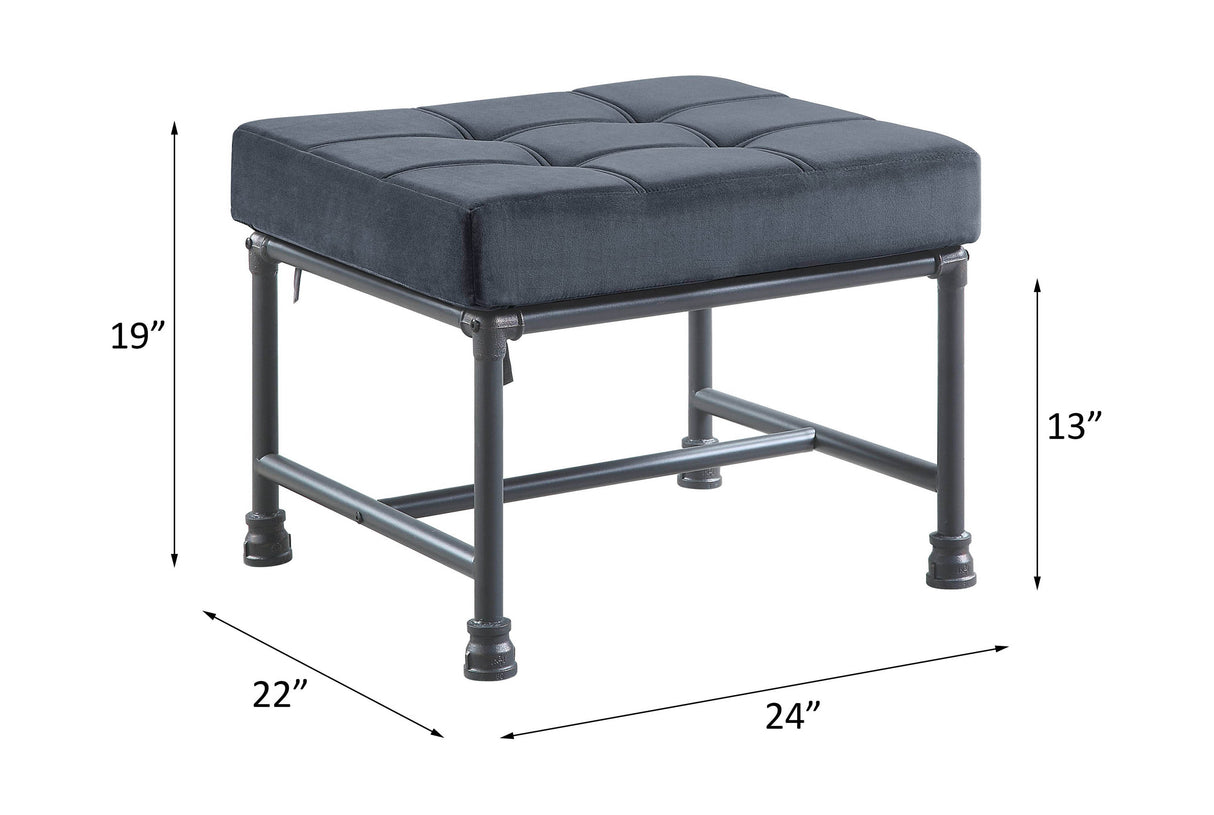 Brantley Gray Velvet & Sandy Gray Finish Ottoman