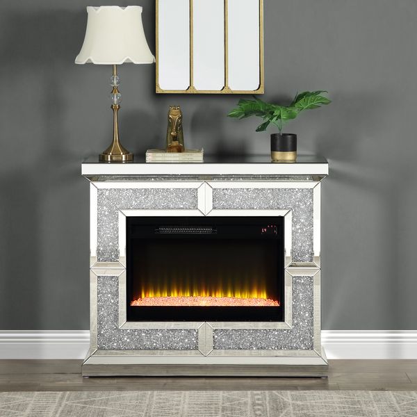 Noralie Mirrored & Faux Diamonds Fireplace