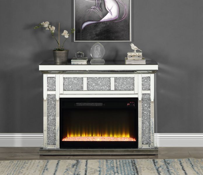 Noralie Mirrored & Faux Diamonds Fireplace