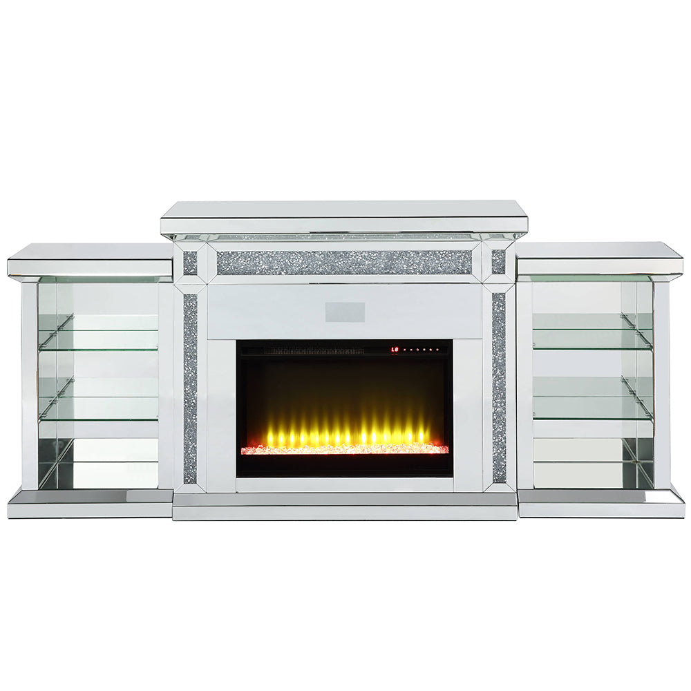 Noralie Mirrored & Faux Diamonds Fireplace