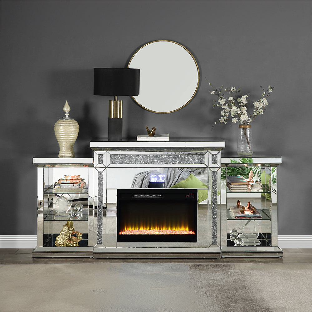 Noralie Mirrored & Faux Diamonds Fireplace