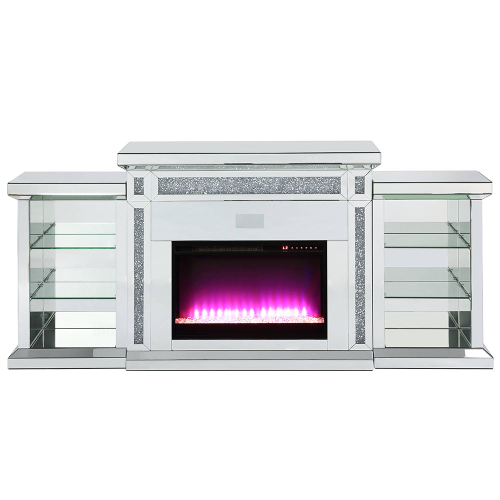 Noralie Mirrored & Faux Diamonds Fireplace