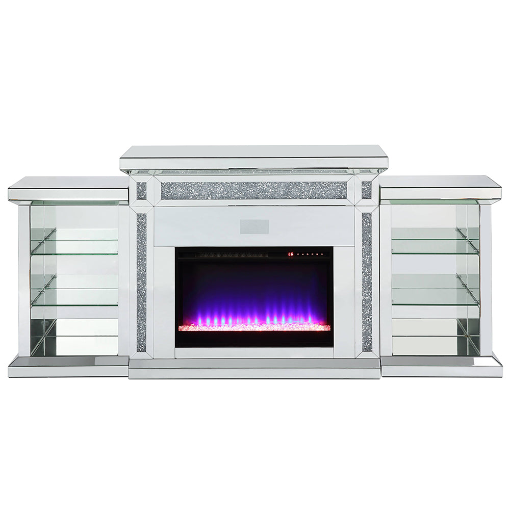 Noralie Mirrored & Faux Diamonds Fireplace