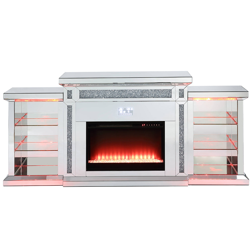 Noralie Mirrored & Faux Diamonds Fireplace