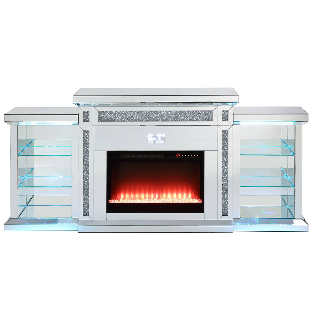 Noralie Mirrored & Faux Diamonds Fireplace