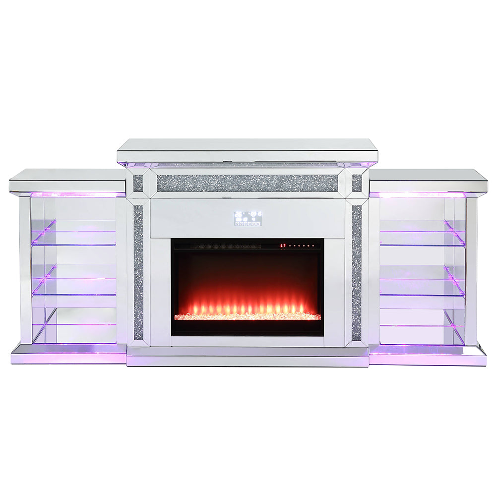 Noralie Mirrored & Faux Diamonds Fireplace