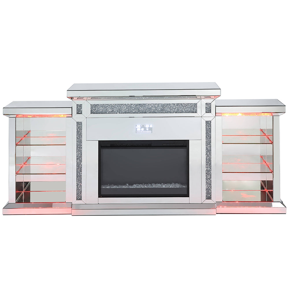 Noralie Mirrored & Faux Diamonds Fireplace