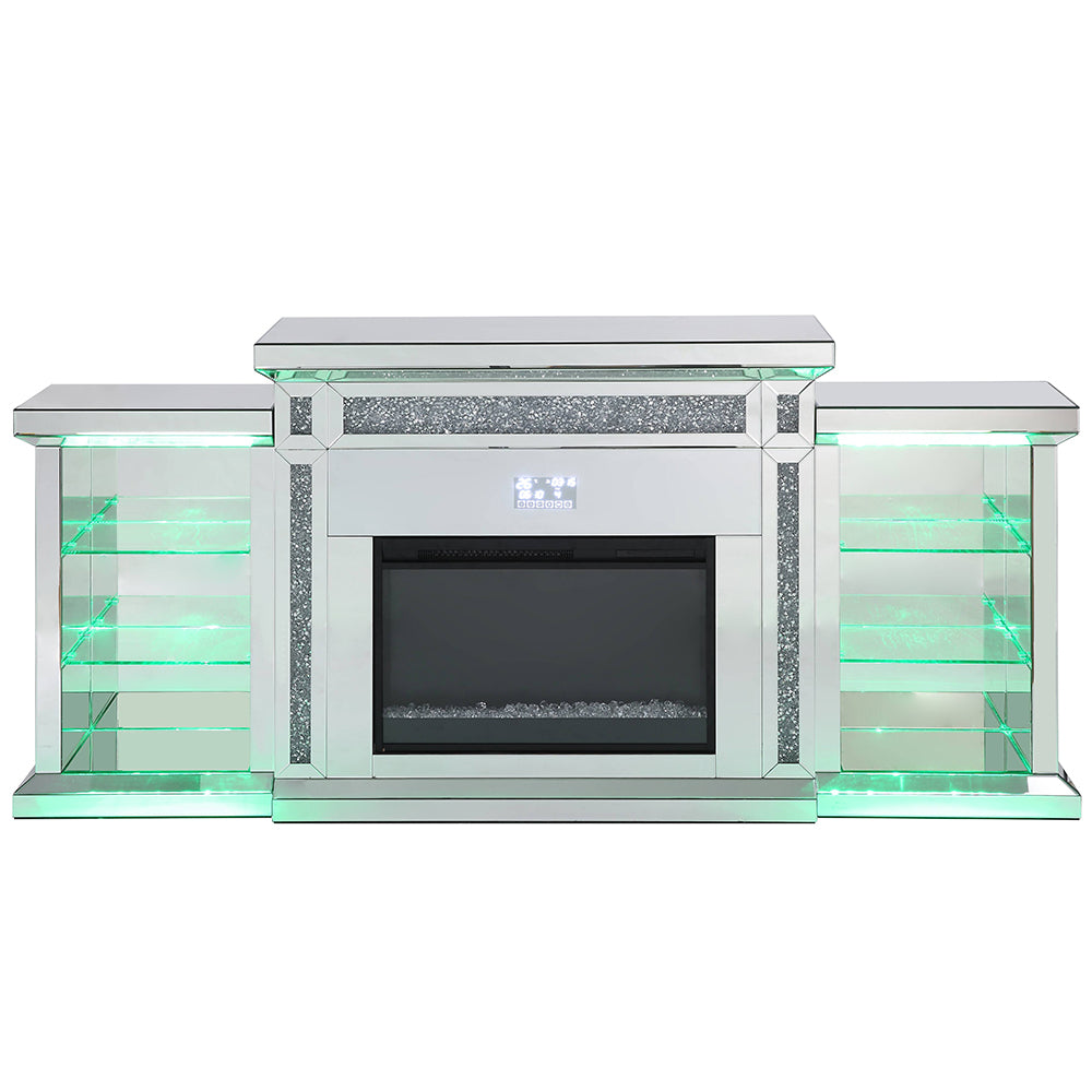 Noralie Mirrored & Faux Diamonds Fireplace