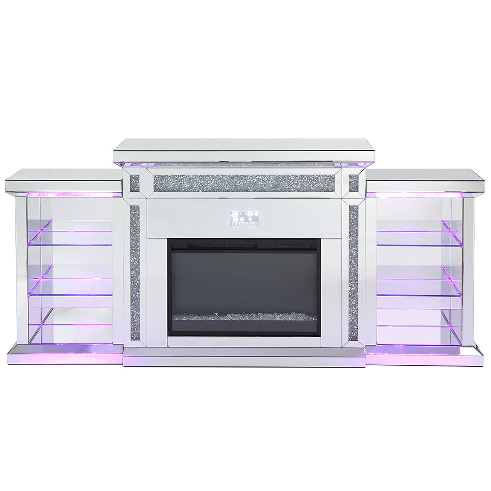 Noralie Mirrored & Faux Diamonds Fireplace