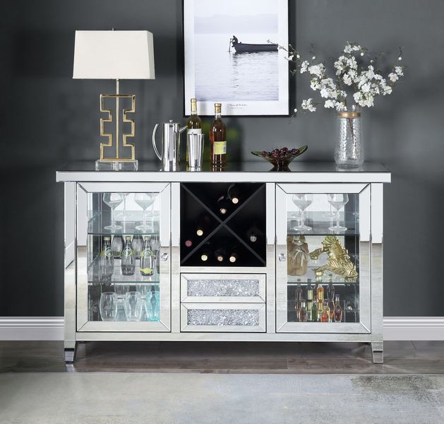 Noralie Mirrored & Faux Diamonds Wine Cabinet