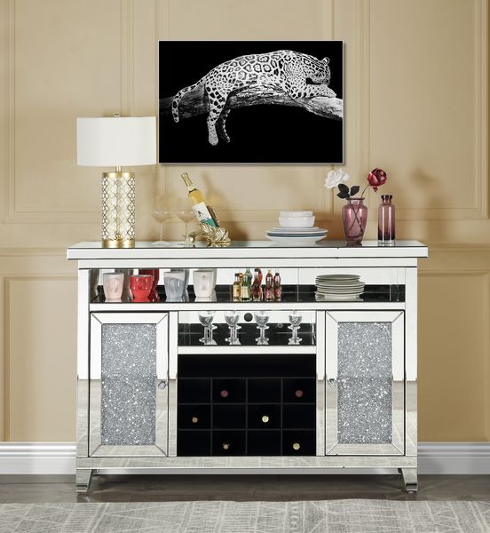 Noralie Mirrored & Faux Diamonds Wine Cabinet