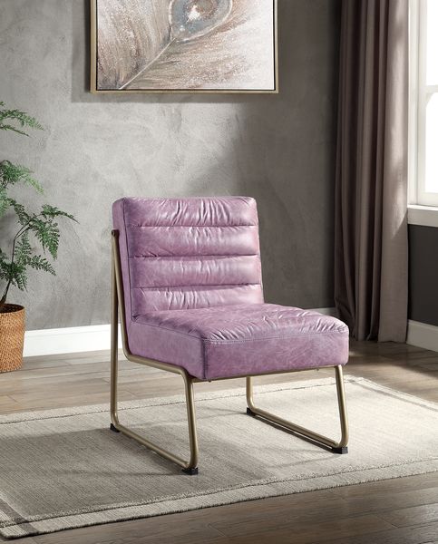 Loria Wisteria Top Grain Leather Accent Chair