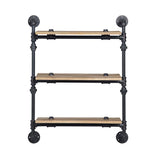 Brantley Oak & Sandy Black Finish Wall Shelf