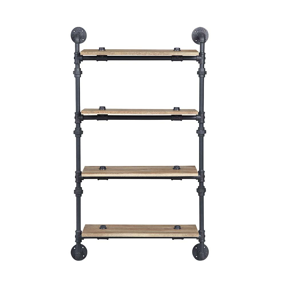 Brantley Oak & Sandy Black Finish Wall Shelf