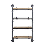 Brantley Oak & Sandy Black Finish Wall Shelf