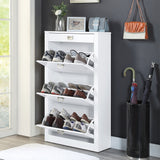 Pagan White High Gloss Finish Shoe Cabinet