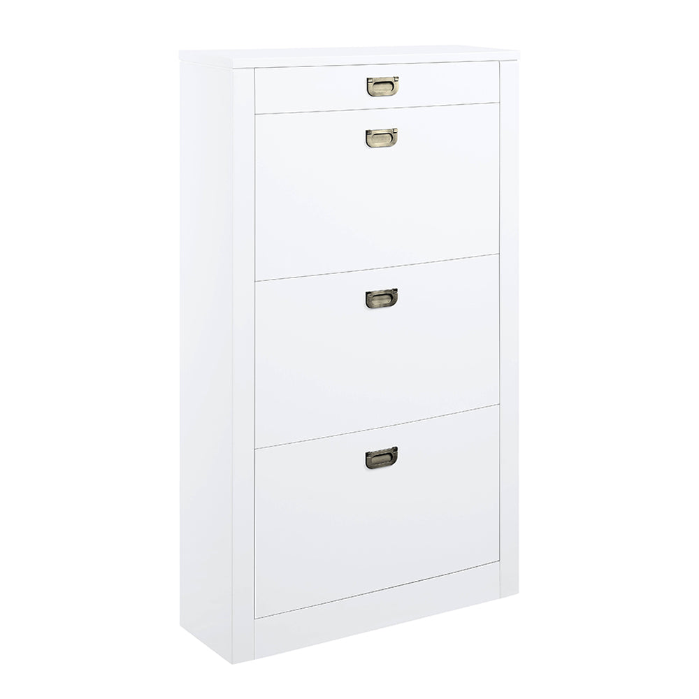 Pagan White High Gloss Finish Shoe Cabinet