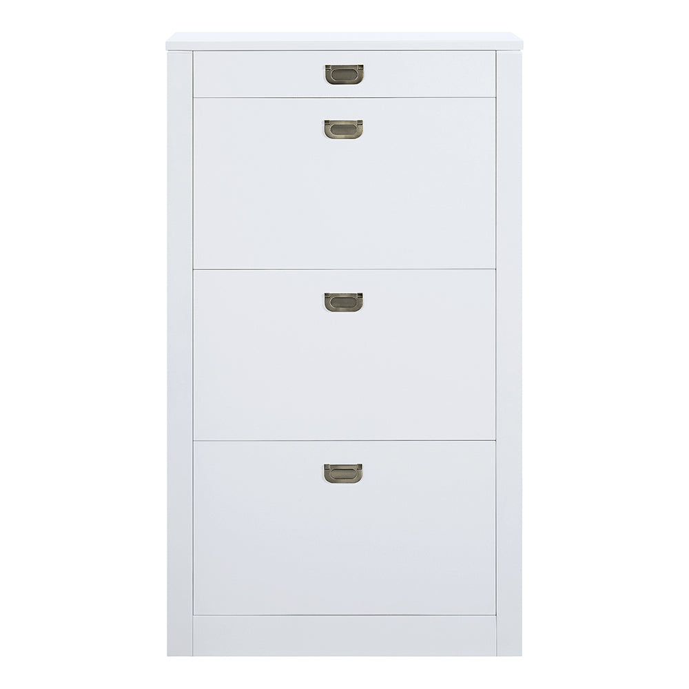 Pagan White High Gloss Finish Shoe Cabinet