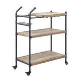 Brantley Oak & Sandy Black Finish Serving Cart