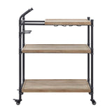 Brantley Oak & Sandy Black Finish Serving Cart