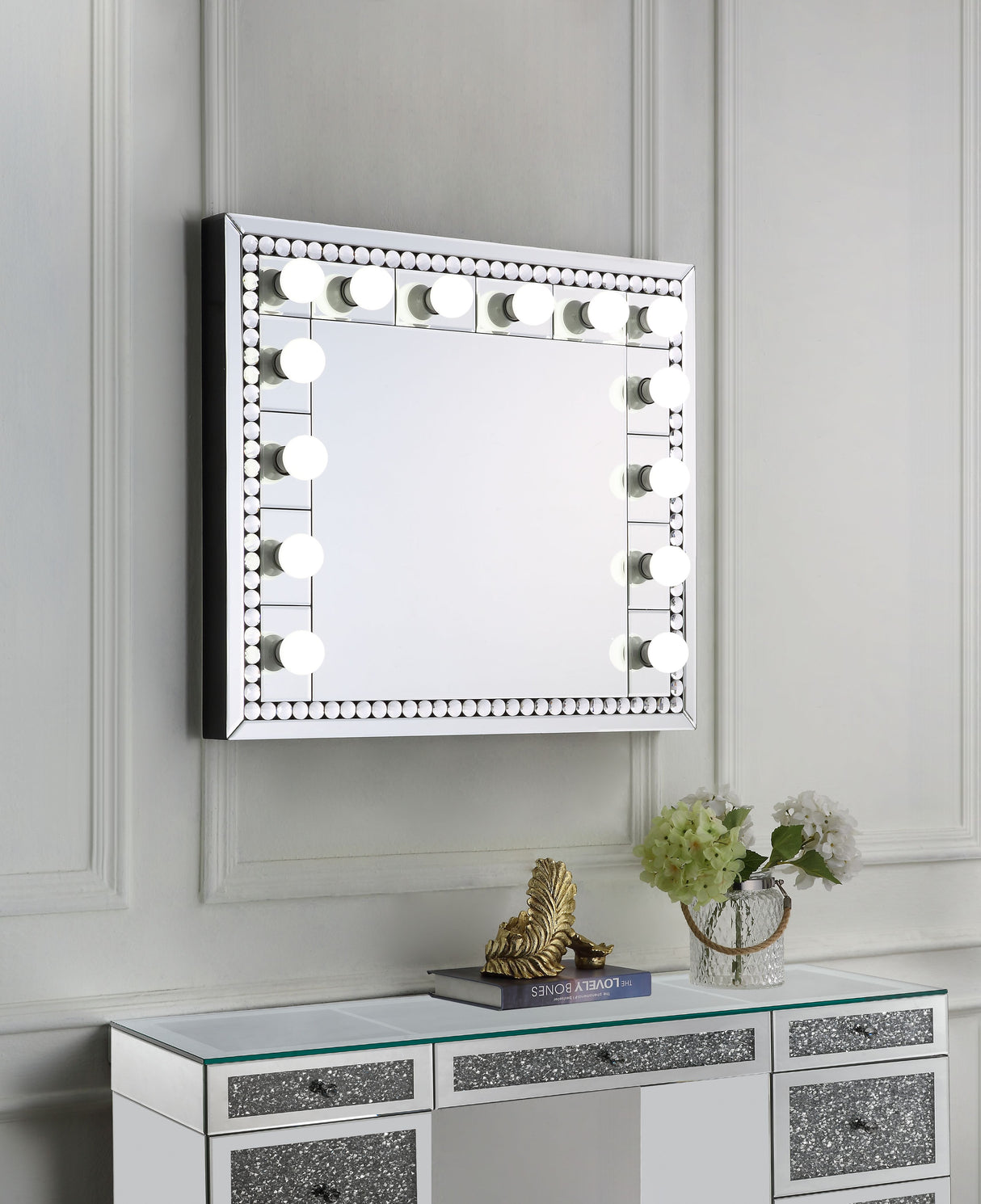 Farai Mirrored & Faux Crystal Diamonds Wall Decor