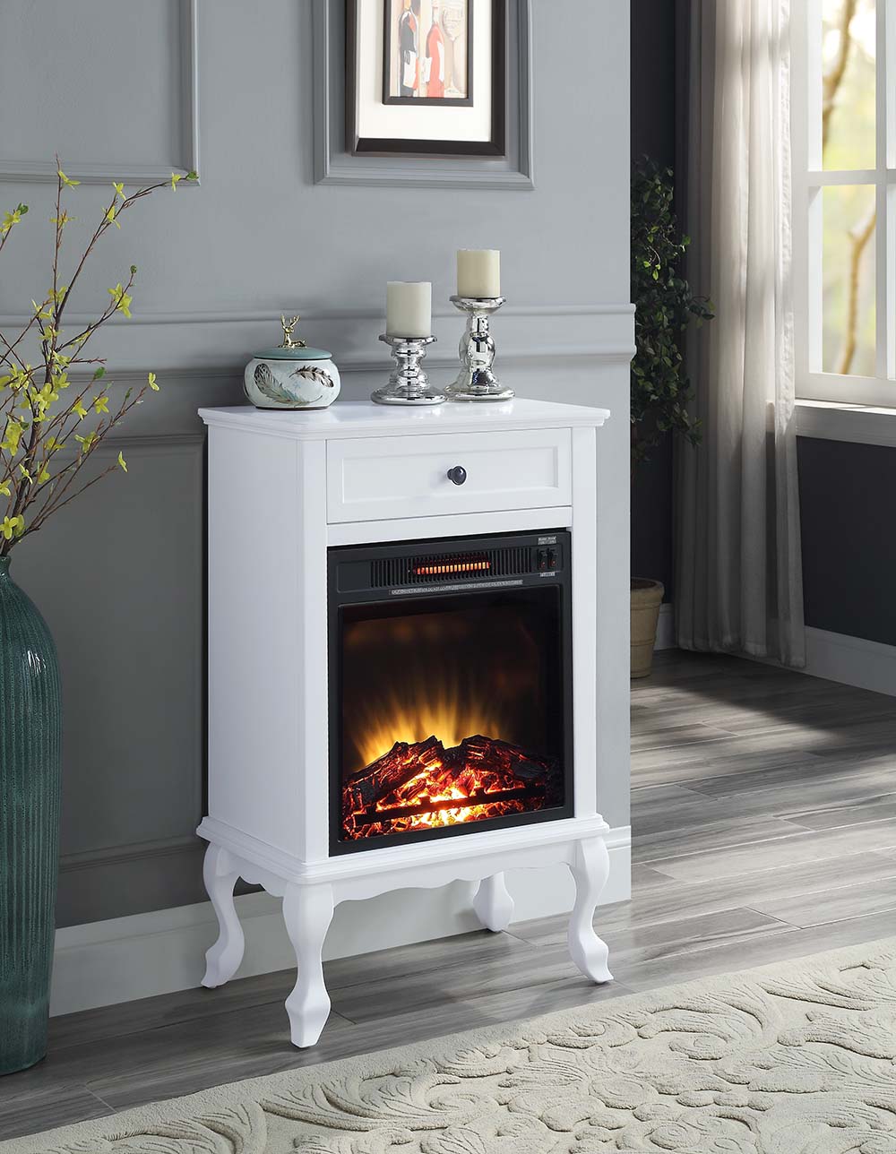 Eirene White Finish Fireplace