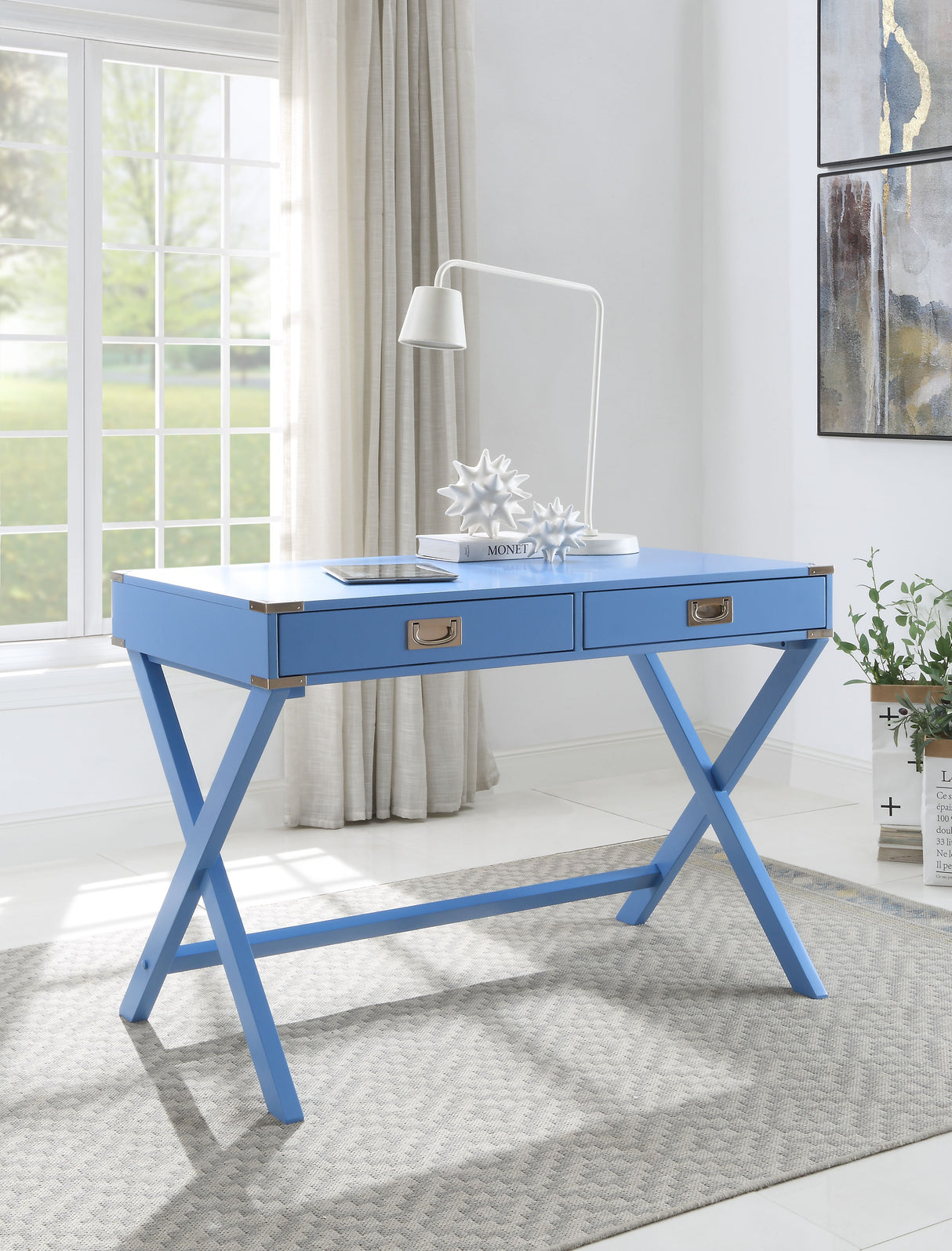 Amenia Blue Finish Console Table