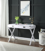 Amenia White Finish Console Table