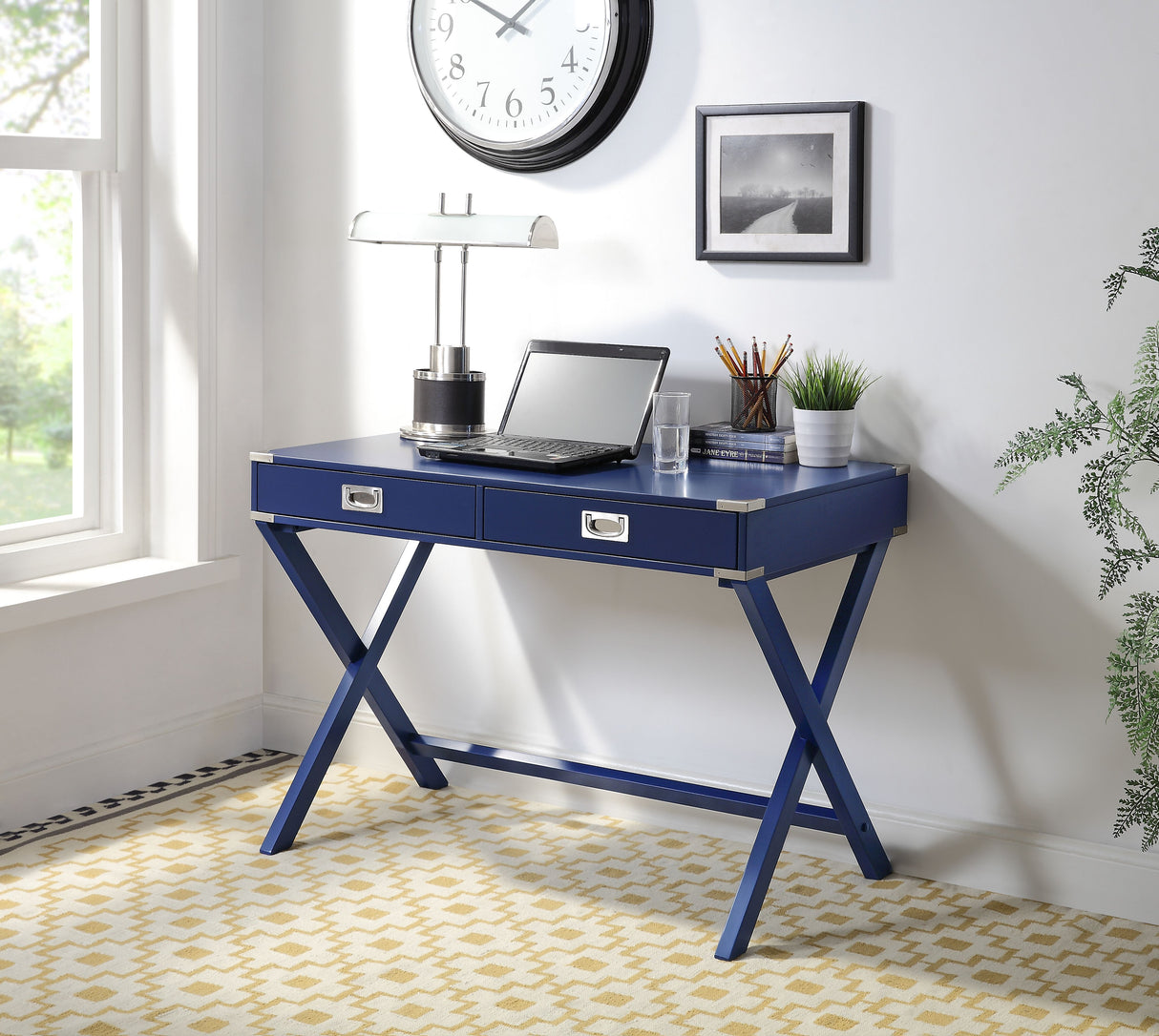 Amenia Navy Blue Finish Console Table