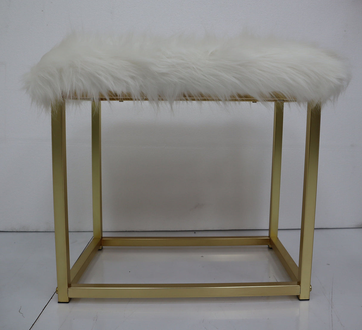 Adao Faux Fur, Mirror, Black & Brass Finish Vanity Mirror