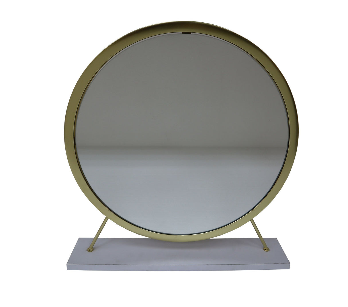 Adao Faux Fur, Mirror, White & Brass Finish Vanity Mirror