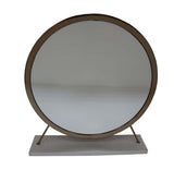 Adao Faux Fur, Mirror, White & Champagne Finish Vanity Mirror