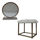 Adao Faux Fur, Mirror, White & Champagne Finish Vanity Mirror