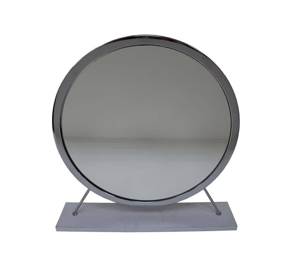 Adao Faux Fur, Mirror, White & Chrome Finish Vanity Mirror