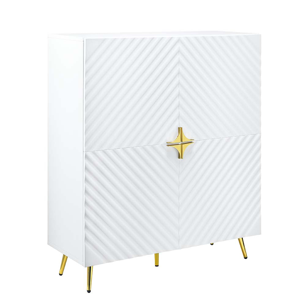 Gaines White High Gloss Finish Cabinet