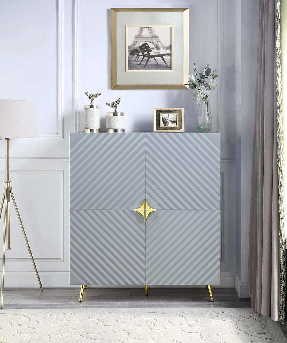 Gaines Gray High Gloss Finish Cabinet