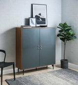 Gencho Gray & Walnut Finish Cabinet