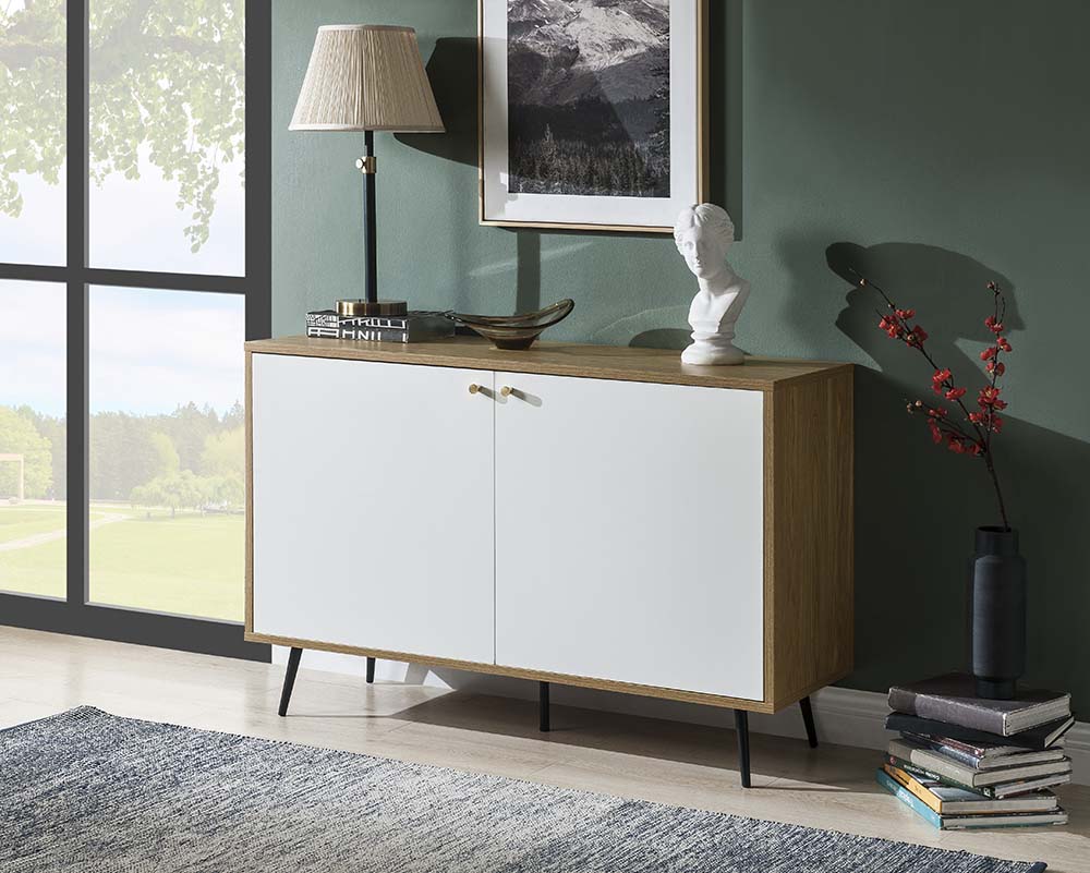 Gencho White & Oak Finish Console Table